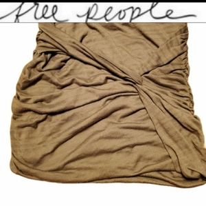 Free People Olive Green Ruched Mini Skirt XS